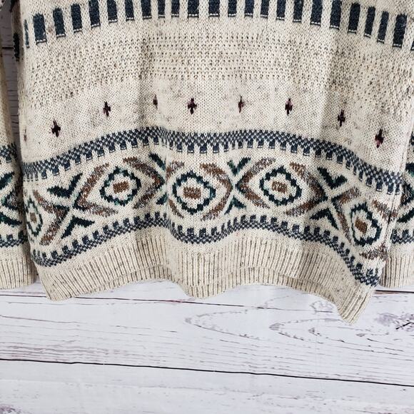 ST. Michael Marks & Spencer Brown Knit Wool Blend Aztec Sweater Size Medium - Picture 16 of 16
